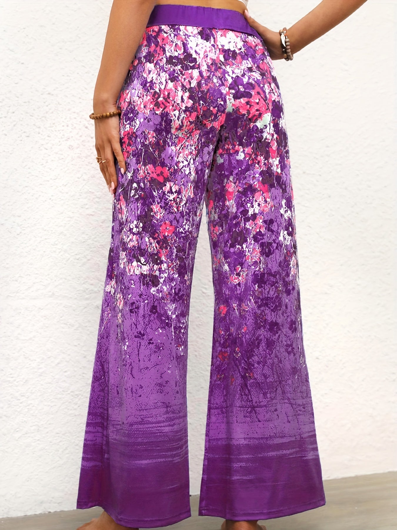 Floral Print High Rise Flare Leg Pants