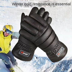 Winter Velvet Thermal Gloves PU Waterproof Warm Anti Slip Gloves
