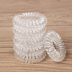 12pcs Transparent Spiral Hair Tie No Crease Coil Hair Ring Elastic Ponytail Hold