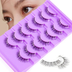 7 Pairs Thick Natural False Eyelashes Large Capacity Curling Simulated Lashes