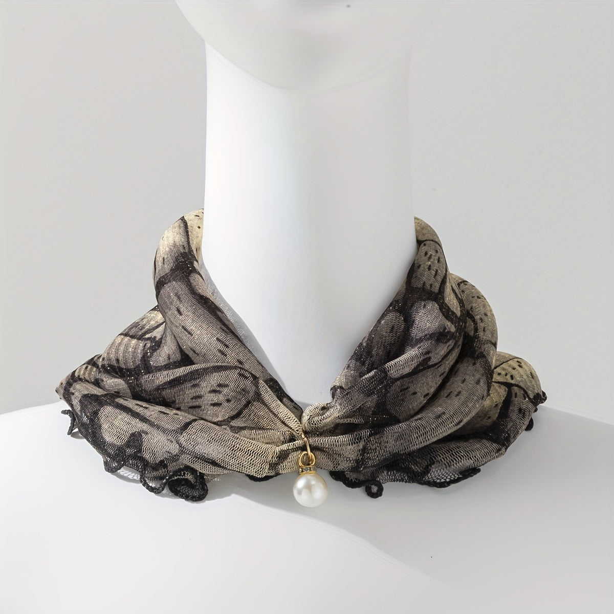 Leopard Chain Print Ruffle Scarf Elastic Neckerchief Breathable Infinity Scarf