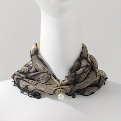 Leopard Chain Print Ruffle Scarf Elastic Neckerchief Breathable Infinity Scarf