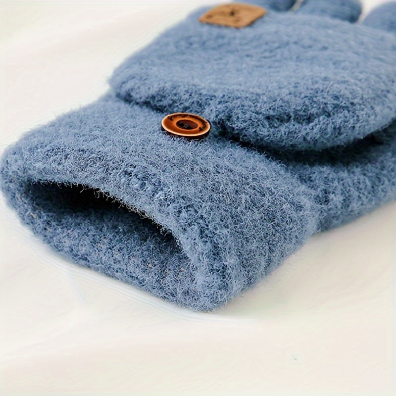 Men's Winter Windproof Gloves Half Finger Knitted Gloves