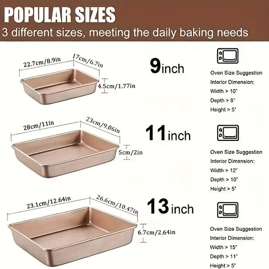 Rectangular Baking Pan Carbon Steel Cake Pizza Pan Golden Baking Pan