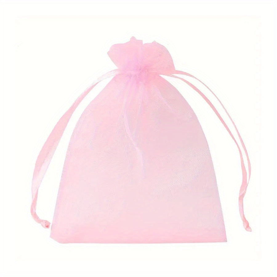 10pcs Organza Bags Drawstring Gift Bags Transparent Jewelry Holiday Party Bags