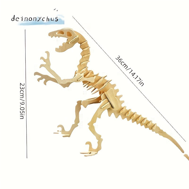 Wooden Dinosaur Rhinoceros Crocodile Horse Animal Puzzle DIY Model