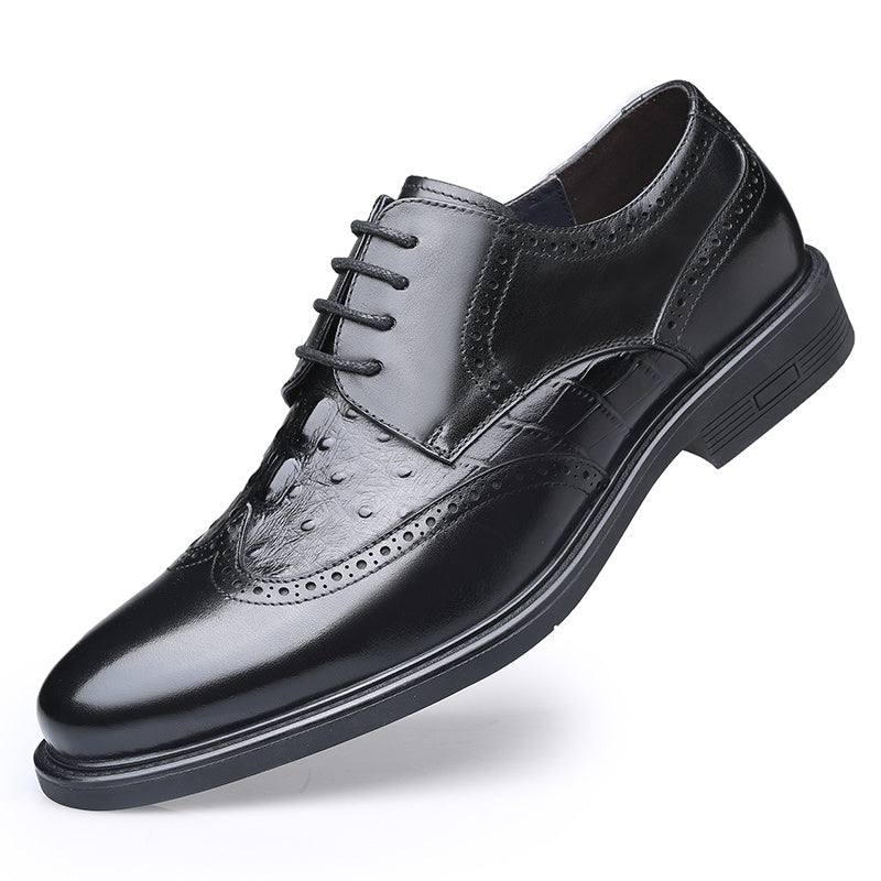 LAORENTOU Men's Leather Wingtip Oxford Derby Shoes