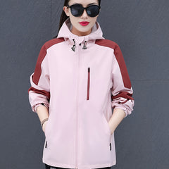 Women's Outdoor Block Sports Jacket Zipper Pockets Waterproof & Breathable