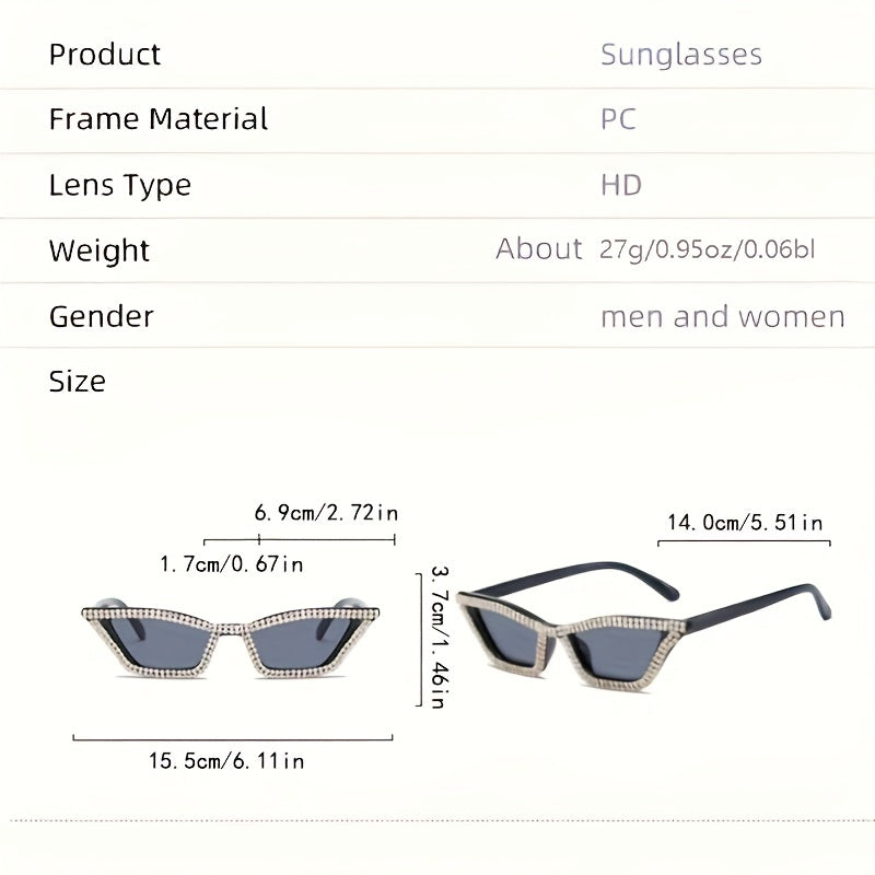 Y2K Rhinestone Cat Eye Sunglasses For Women Men UV400