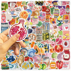 100pcs Mediterranean Cartoon Graffiti Stickers Vinyl Decals for Water Bottles