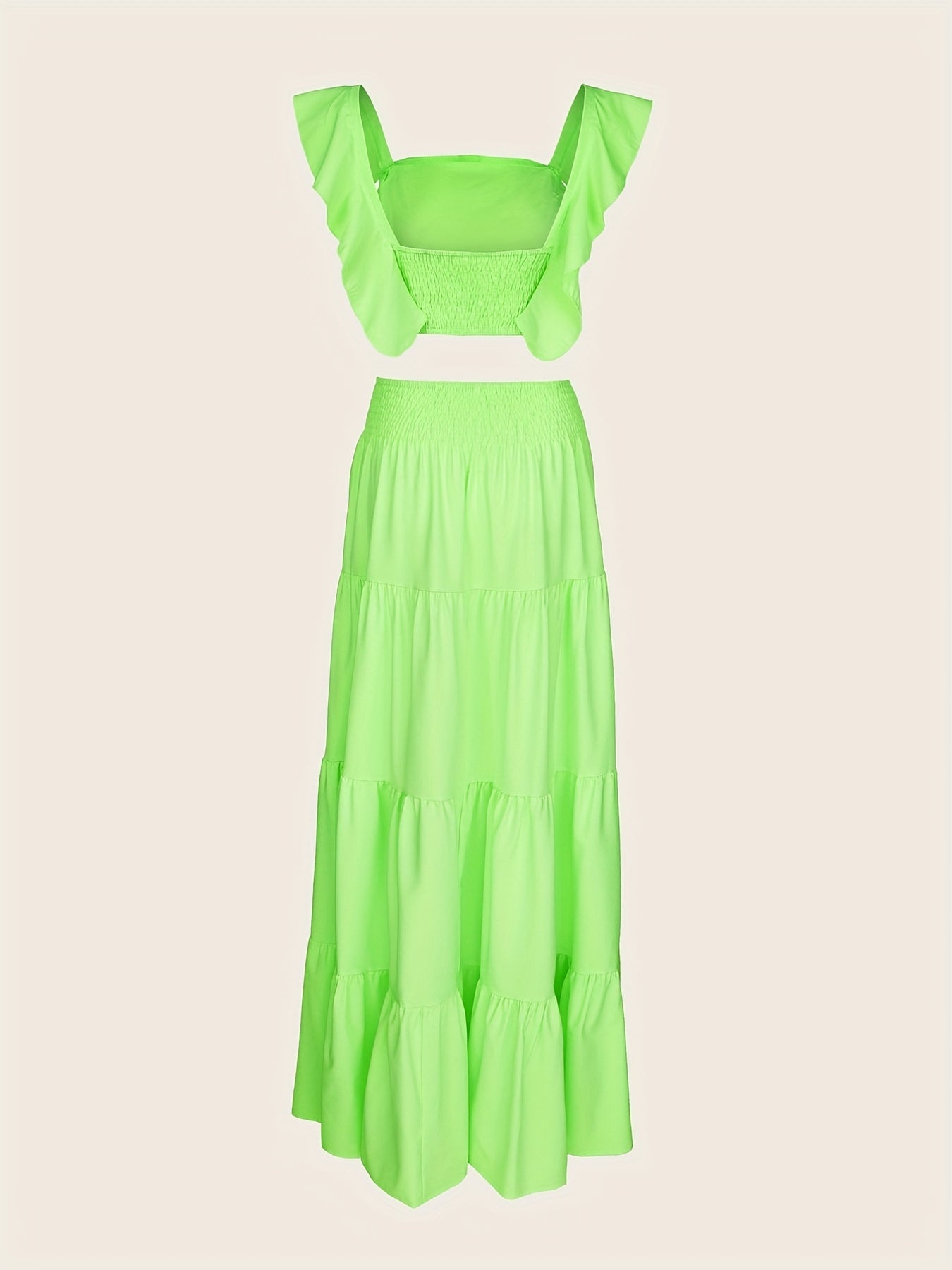 Women's Solid Tight Top & Swing Skirt Set