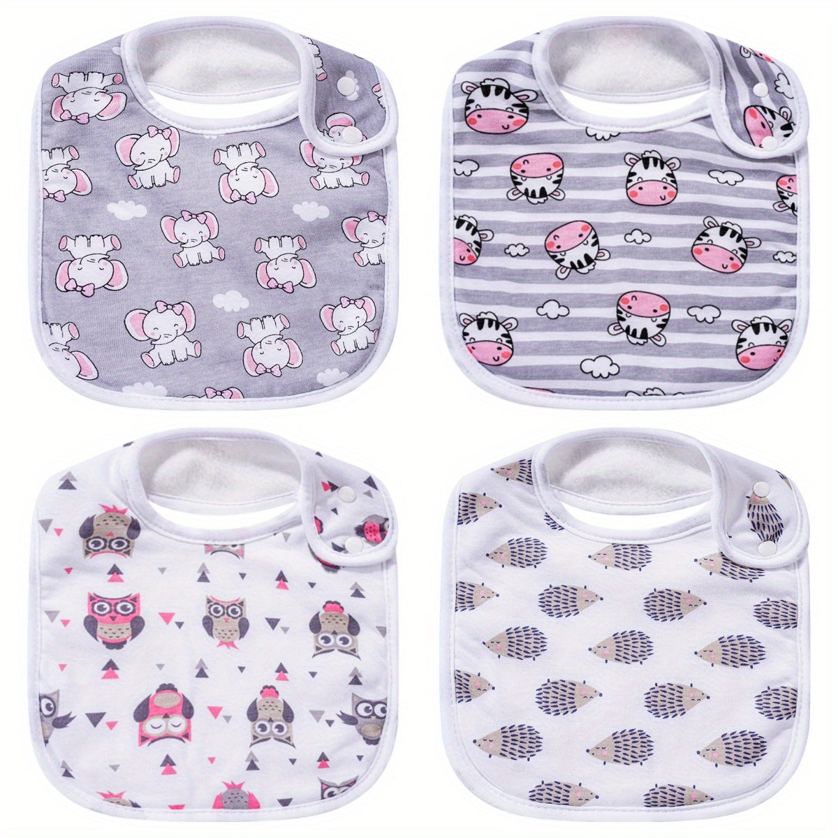 4pcs Baby Cotton Absorbent Bibs For Drooling Teething