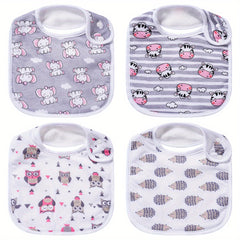 4pcs Baby Cotton Absorbent Bibs For Drooling Teething