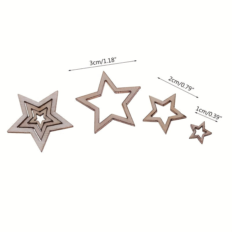 100pcs Recycled Wood Star Cutouts for Christmas Decorations DIY Art