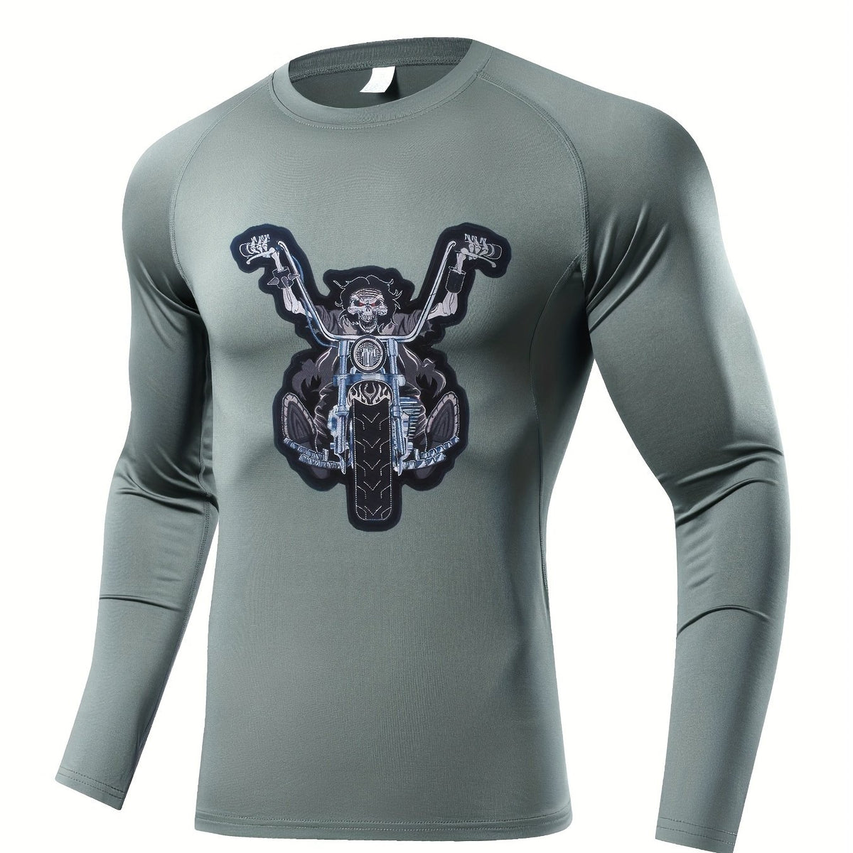 Skeleton Compression Shirt Men Long Sleeve Athletic High Elastic Baselay