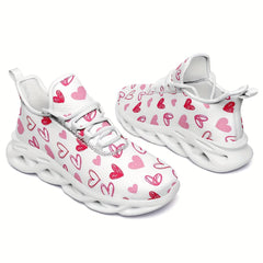 Heart Pattern Athletic Running Shoes - Breathable Mesh Sneakers
