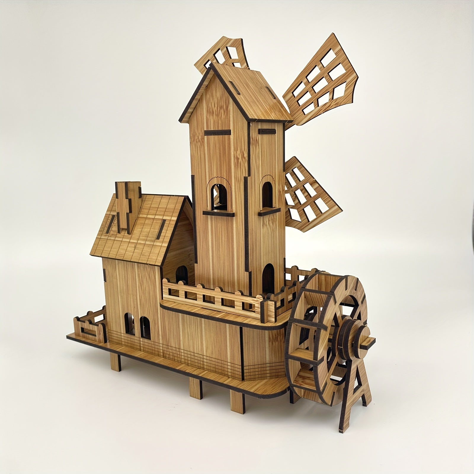 Wooden 3D Puzzle DIY Mill Cottage Model Kit Brain Teaser Puzzles