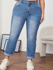 Women's Plus High Rise Straight Leg Jeans