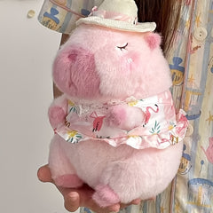 Summer Pink Capybara Plush Toy for Beach Vacation Vibes