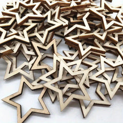100 Pcs Star Wood Cutouts for Crafts - Christmas Flag Winter Decor