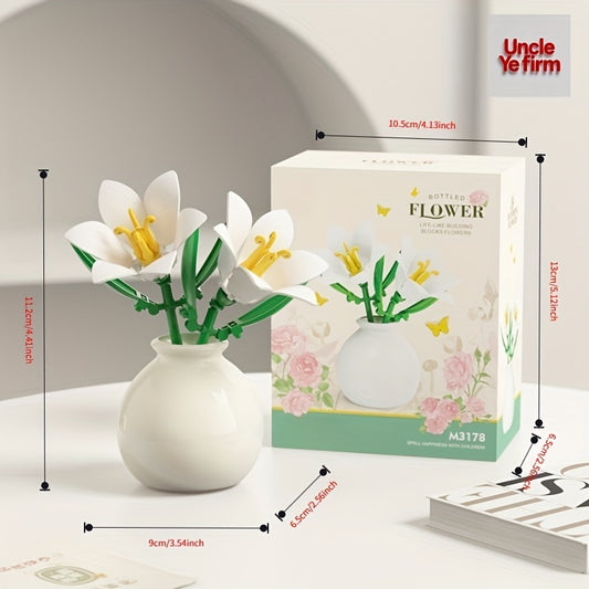 Building Block Flower Arrangement with Vase Toy Decorations