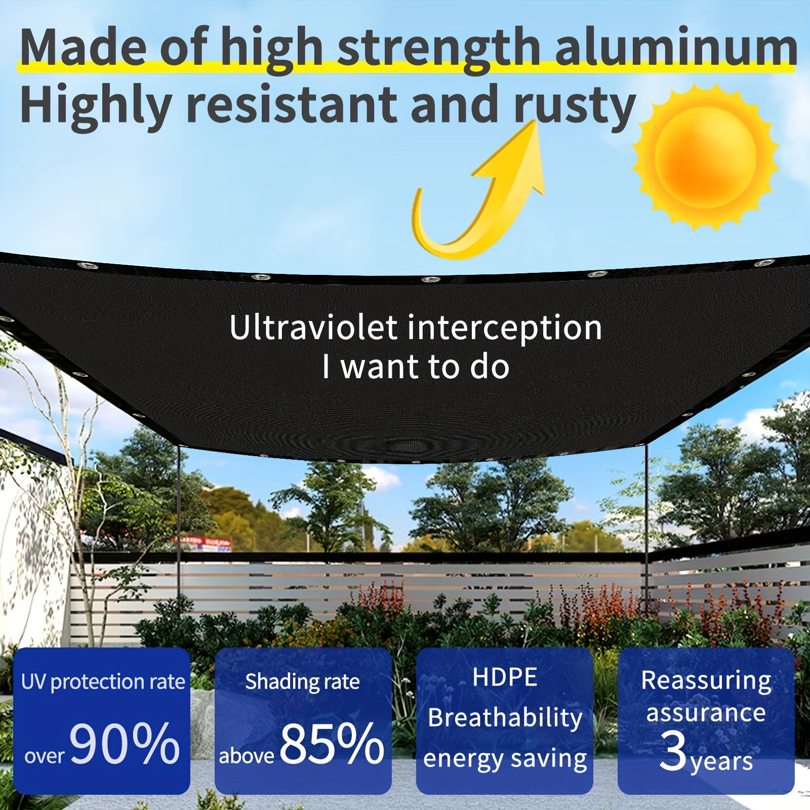 Rectangular Sunshade Sail for Outdoor Activities