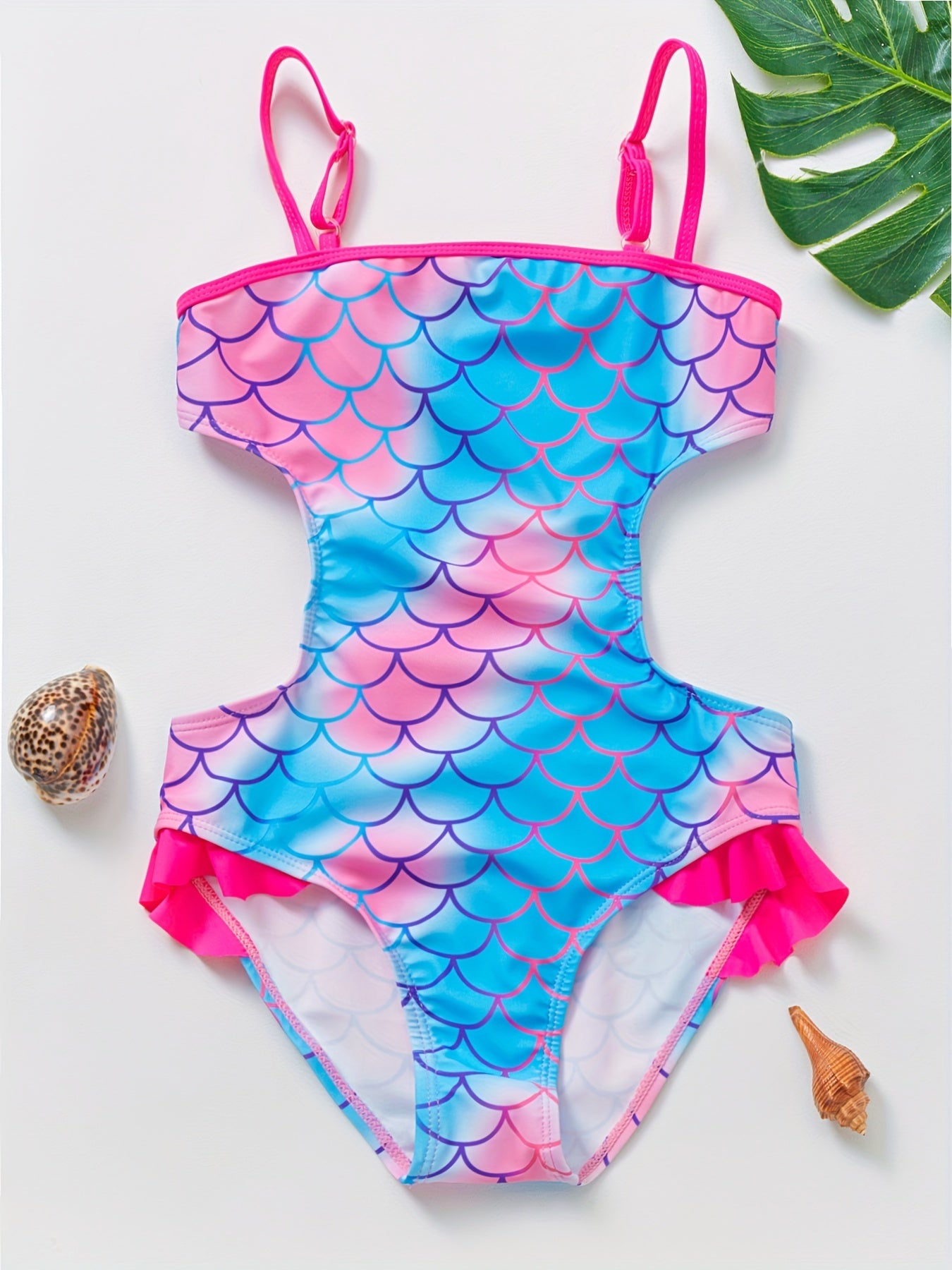 Girls Mermaid Style Fish Scale Tankini Swimsuit