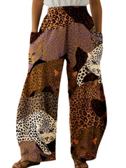 Leopard Print High Rise Wide Leg Pants