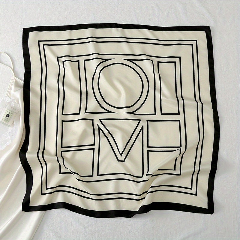Stripe Print Casual Square Scarf & Bandana Women Headwrap Silk Satin