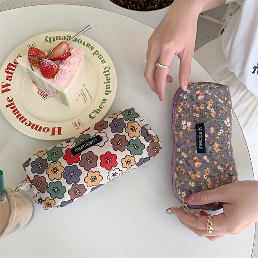 Corduroy Vintage Makeup Bag Zipper Pouch Organizer Holder