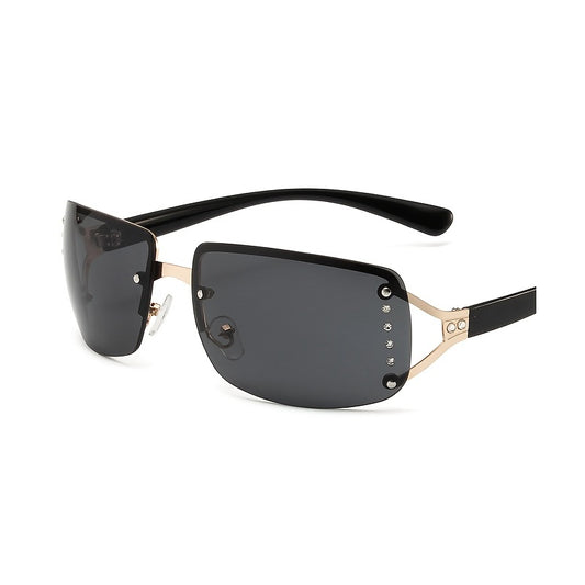 Rectangle Sunglasses for Women Stylish Y2k Shades Brown Metal Frame