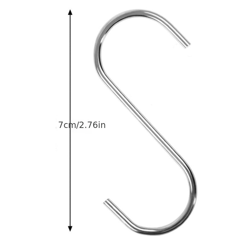 10pcs Stainless Steel S Hook Kitchen Bathroom Clothing Metal Hanging Hook