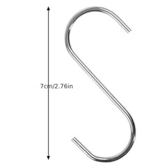 10pcs Stainless Steel S Hook Kitchen Bathroom Clothing Metal Hanging Hook