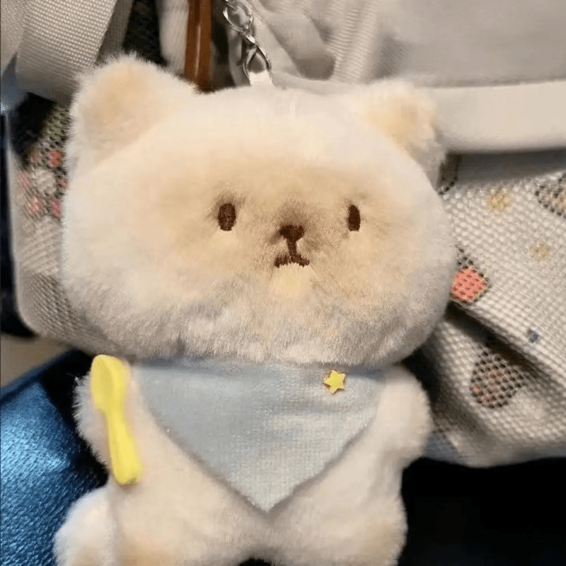 Cartoon Siamese Cat Plush Toy Keychain Soft Stuffed Animal with Expressive Eyes