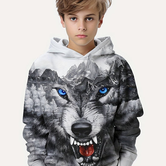 Wolf 3D Print Boys Hooded Sweatshirt Spring Fall Kids Hoodie Tops