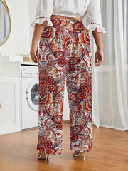Women's Plus Paisley Print Wide Leg Pants