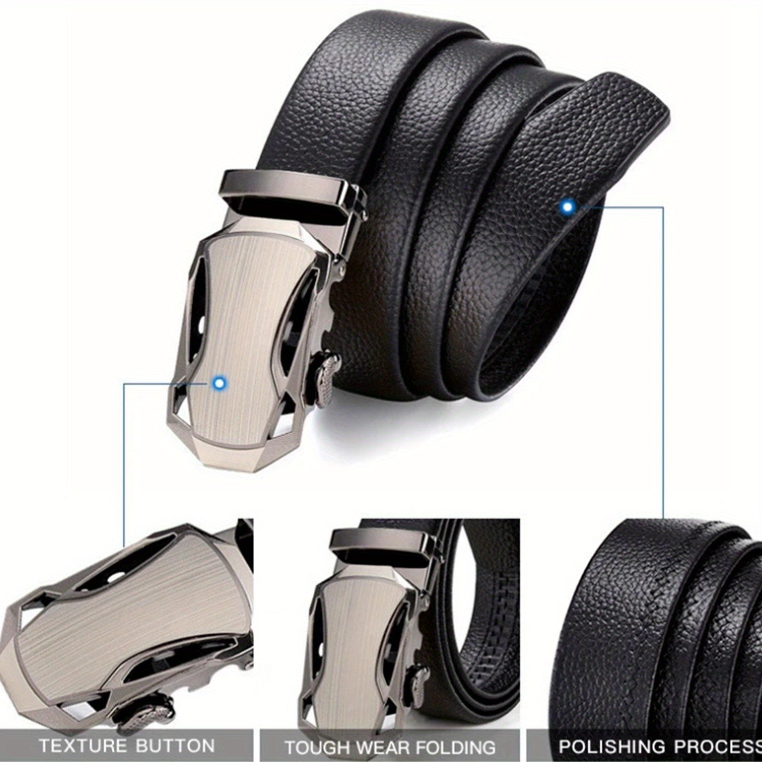 Men's Leather Edging Sports Car Style High Waist Pants Belt