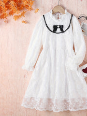 Youth Girls Lace Dress with Ruffle Collar