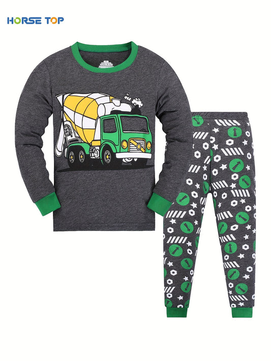 Toddler Mixer Truck Pajamas Long Sleeve Top & Pants Set