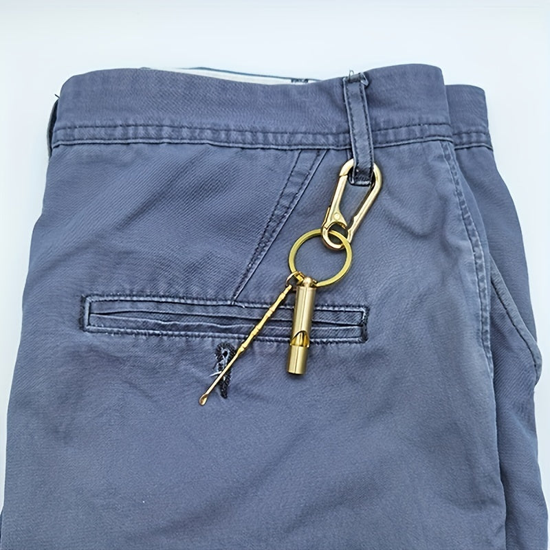 Copper Alloy Whistle Ear digging Spoon Keychain Outdoor Gift