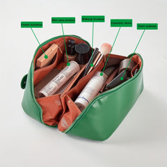 Waterproof PU Leather Travel Cosmetic Bag Large Capacity Makeup Toiletry Bag