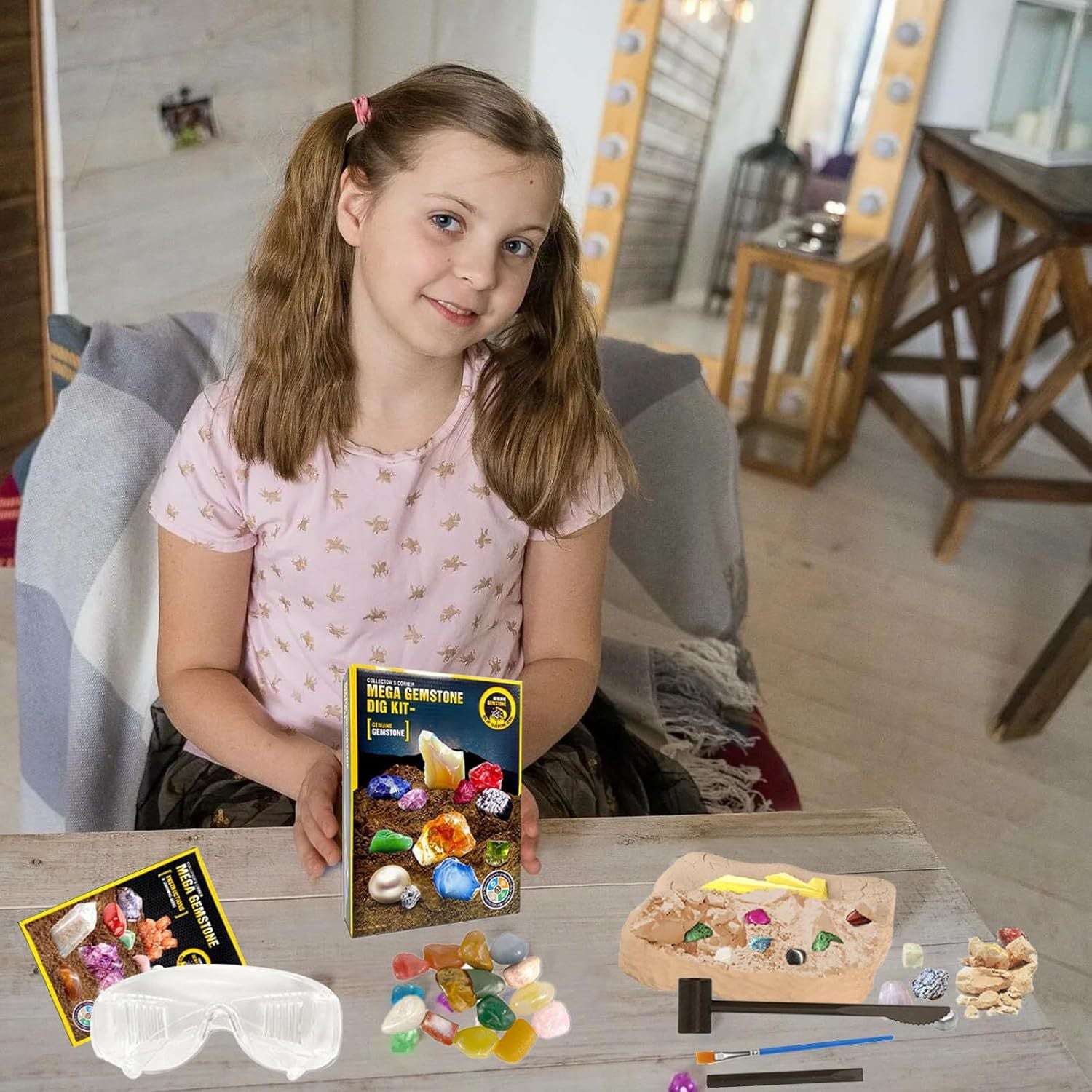 Kids Gemstone Digging Kit - Excavation Set for Science Learning