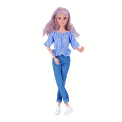 Doll Clothing 3-Piece Set Top Pants Shoes Gift for 11.5-Inch Dolls
