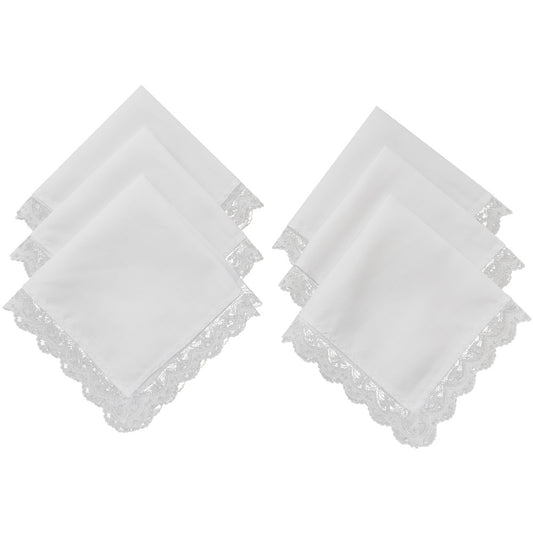 6pcs Lace Trim Handkerchiefs Women's DIY Decoration