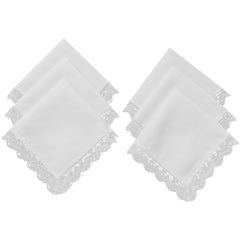 6pcs Lace Trim Handkerchiefs Women's DIY Decoration