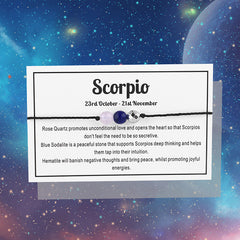 Constellation Theme Rope Bracelet With Message Card Healing Crystal Beaded