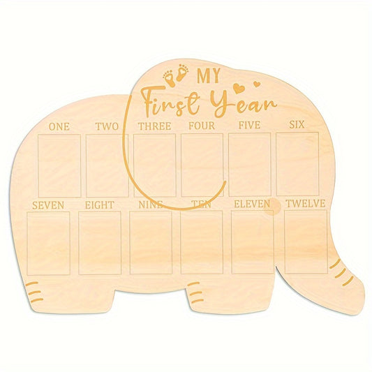 Elephant Wooden First Year Photo Frame, Perfect Keepsake Gift for Mom