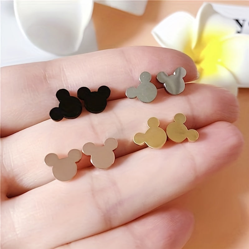 Small Mouse Stud Earrings For Kids Hypoallergenic Stainless Steel