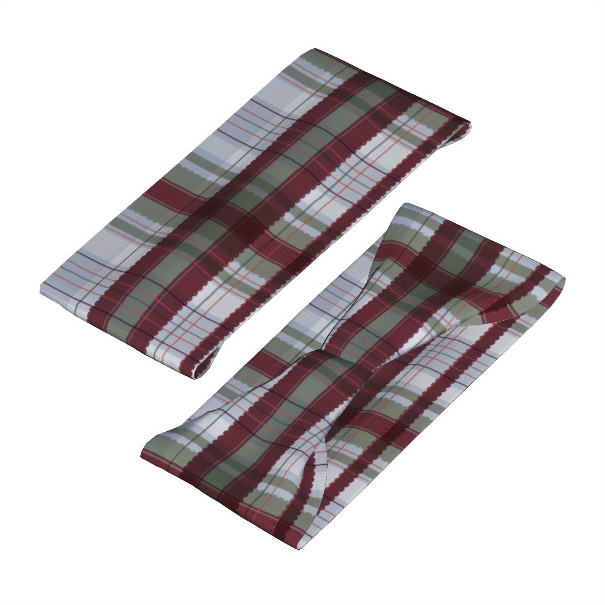 Check Plaid Headband for Sports & Casual Wear Green & Checkered Pattern