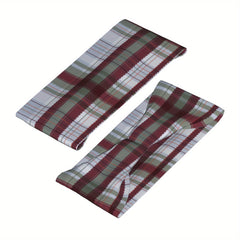 Check Plaid Headband for Sports & Casual Wear Green & Checkered Pattern